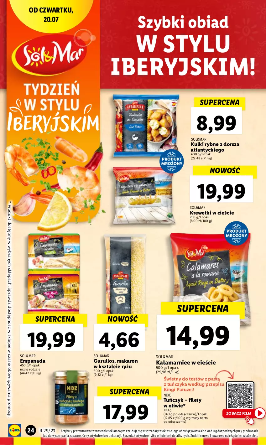 Gazetka promocyjna Lidl - GAZETKA - ważna 20.07 do 22.07.2023 - strona 64 - produkty: Dorsz, Krewetki, Makaron, Ryż, Tuńczyk