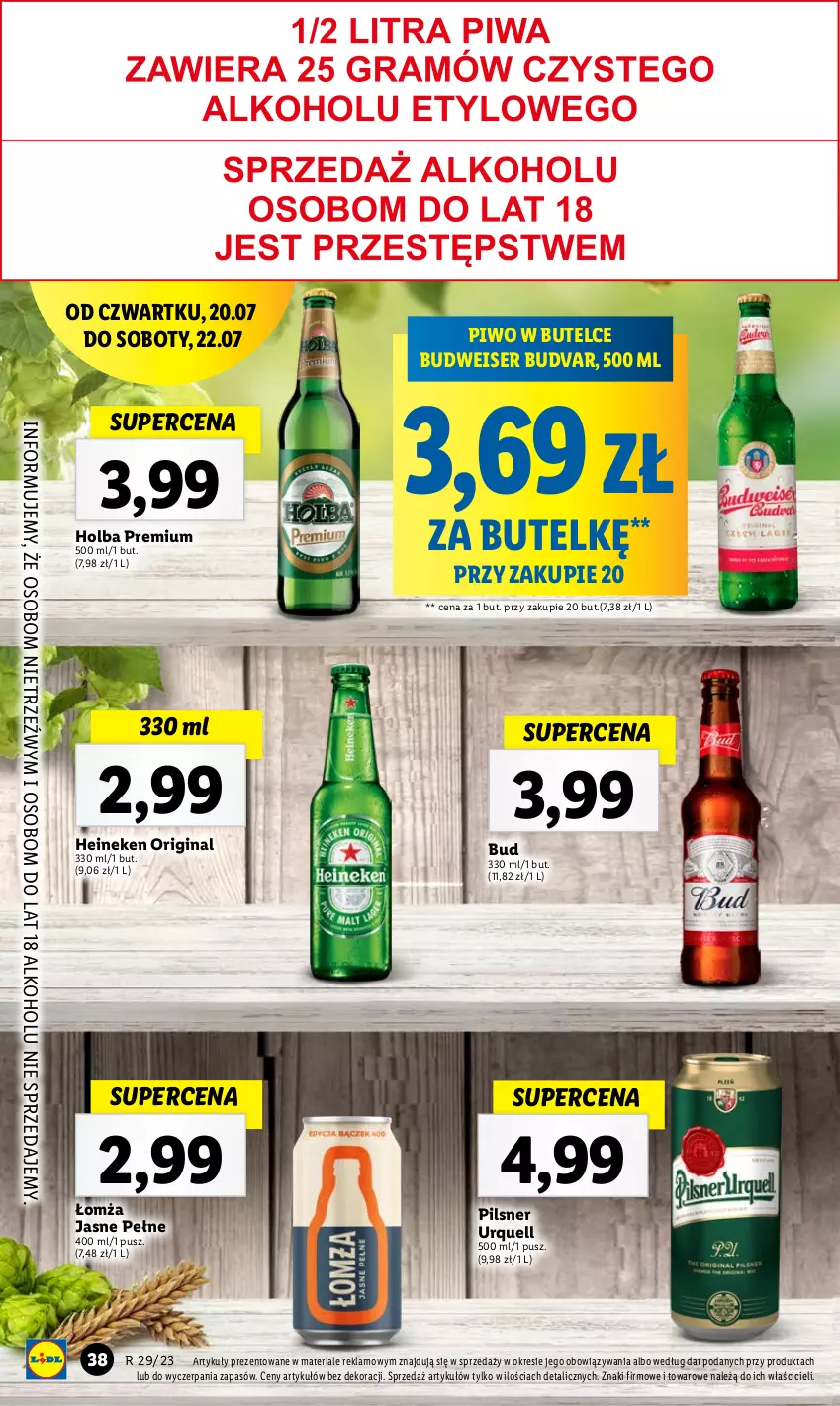 Gazetka promocyjna Lidl - GAZETKA - ważna 20.07 do 22.07.2023 - strona 80 - produkty: Gin, Heineken, Pilsner Urquell, Piwo, Ser