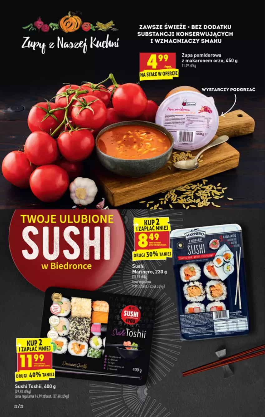 Gazetka promocyjna Biedronka - Święta - ważna 13.12 do 19.12.2021 - strona 22 - produkty: Makaron, Ser, Sushi, Zupa, Zupa pomidorowa