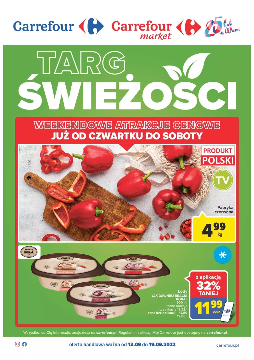 Gazetka promocyjna Carrefour - Gazetka Targ świeżości - ważna 13.09 do 19.09.2022 - strona 1 - produkty: Fa, Papryka, Papryka czerwona