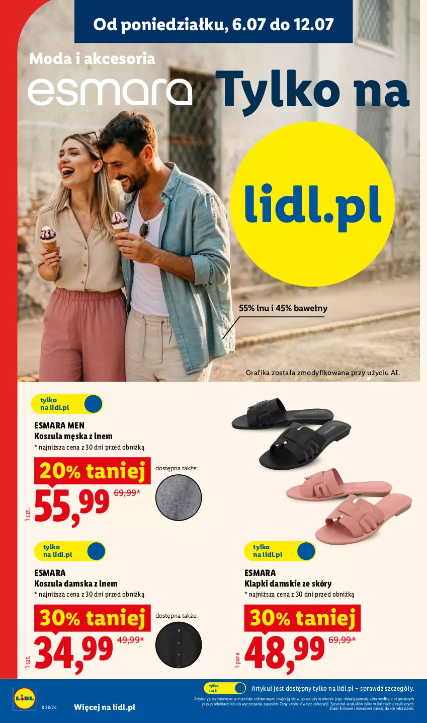 Gazetka promocyjna Lidl - Katalog ważny od 6.07 - ważna 06.07 do 11.07.2026 - strona 24 - produkty: Gra, Grafika, Klapki, Kosz, Koszula, Moda