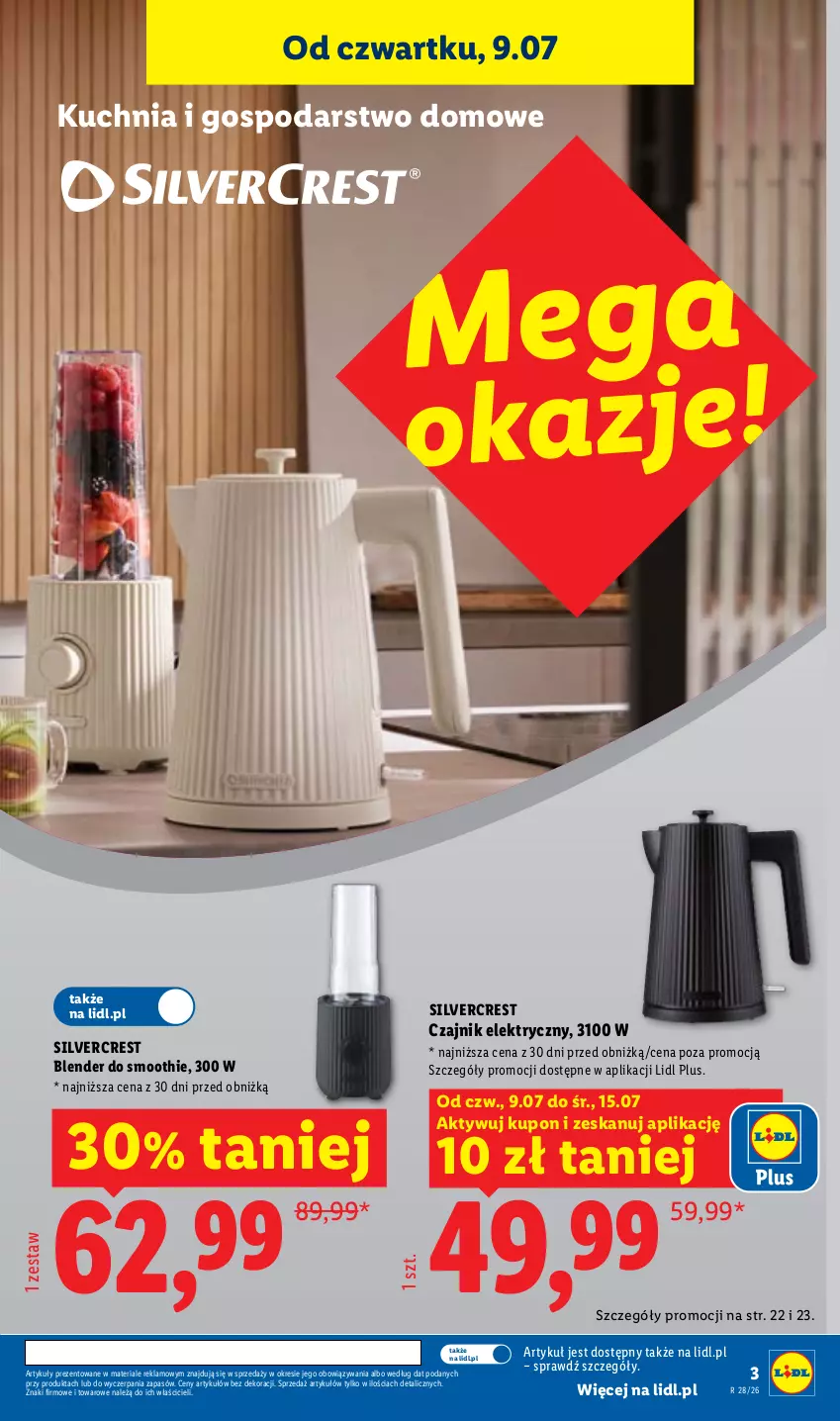 Gazetka promocyjna Lidl - Katalog ważny od 6.07 - ważna 06.07 do 11.07.2026 - strona 3 - produkty: Blender, Czajnik, Czajnik elektryczny, Kuchnia, Silvercrest, Smoothie