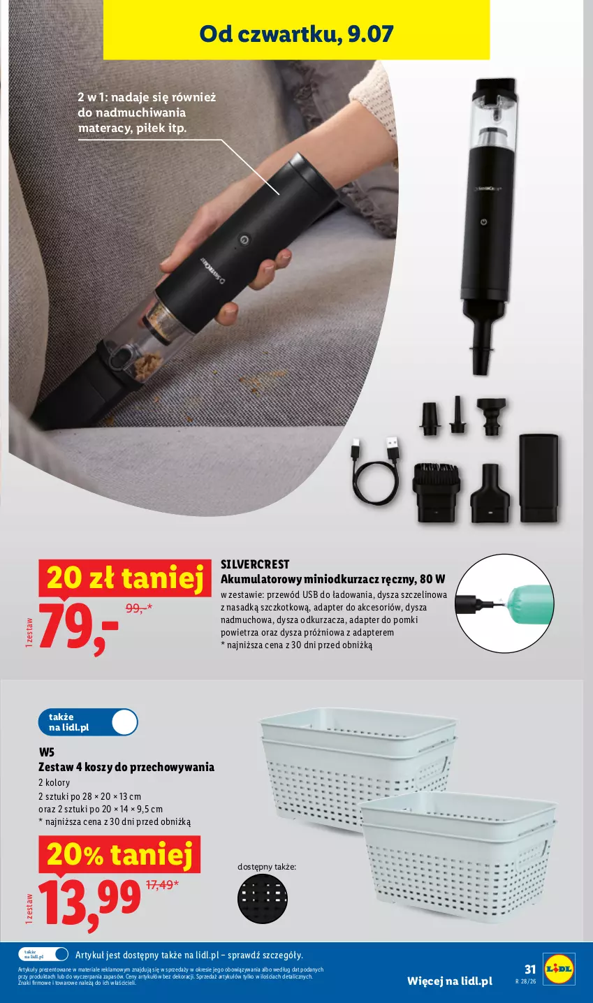Gazetka promocyjna Lidl - Katalog ważny od 6.07 - ważna 06.07 do 11.07.2026 - strona 35 - produkty: Akumulator, Kosz, Materac, Odkurzacz, Przewód, Silvercrest, Tera
