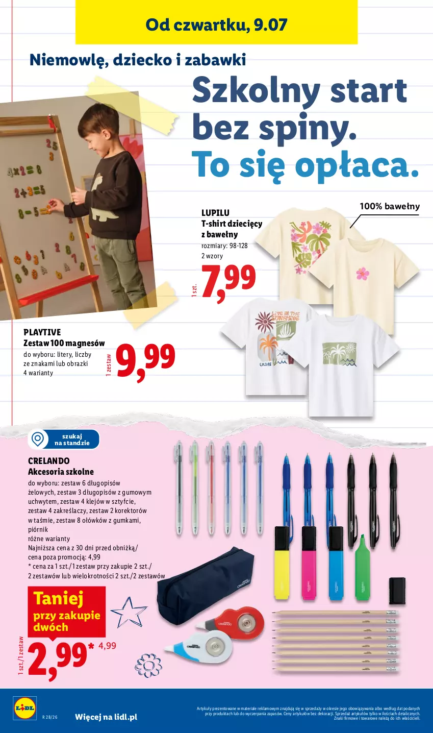 Gazetka promocyjna Lidl - Katalog ważny od 6.07 - ważna 06.07 do 11.07.2026 - strona 44 - produkty: Długopis, Dzieci, Klej, Obraz, Piórnik, T-shirt