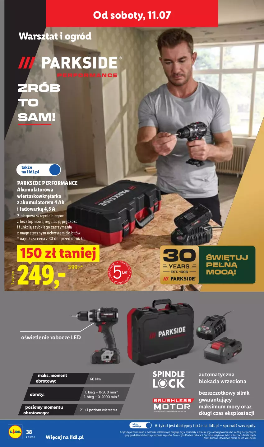 Gazetka promocyjna Lidl - Katalog ważny od 6.07 - ważna 06.07 do 11.07.2026 - strona 48 - produkty: Akumulator, Akumulatorowa wiertarkowkrętark, Ogród, Parkside, Tarka, Top, Wiertarkowkrętarka, Wkręt, Wkrętarka