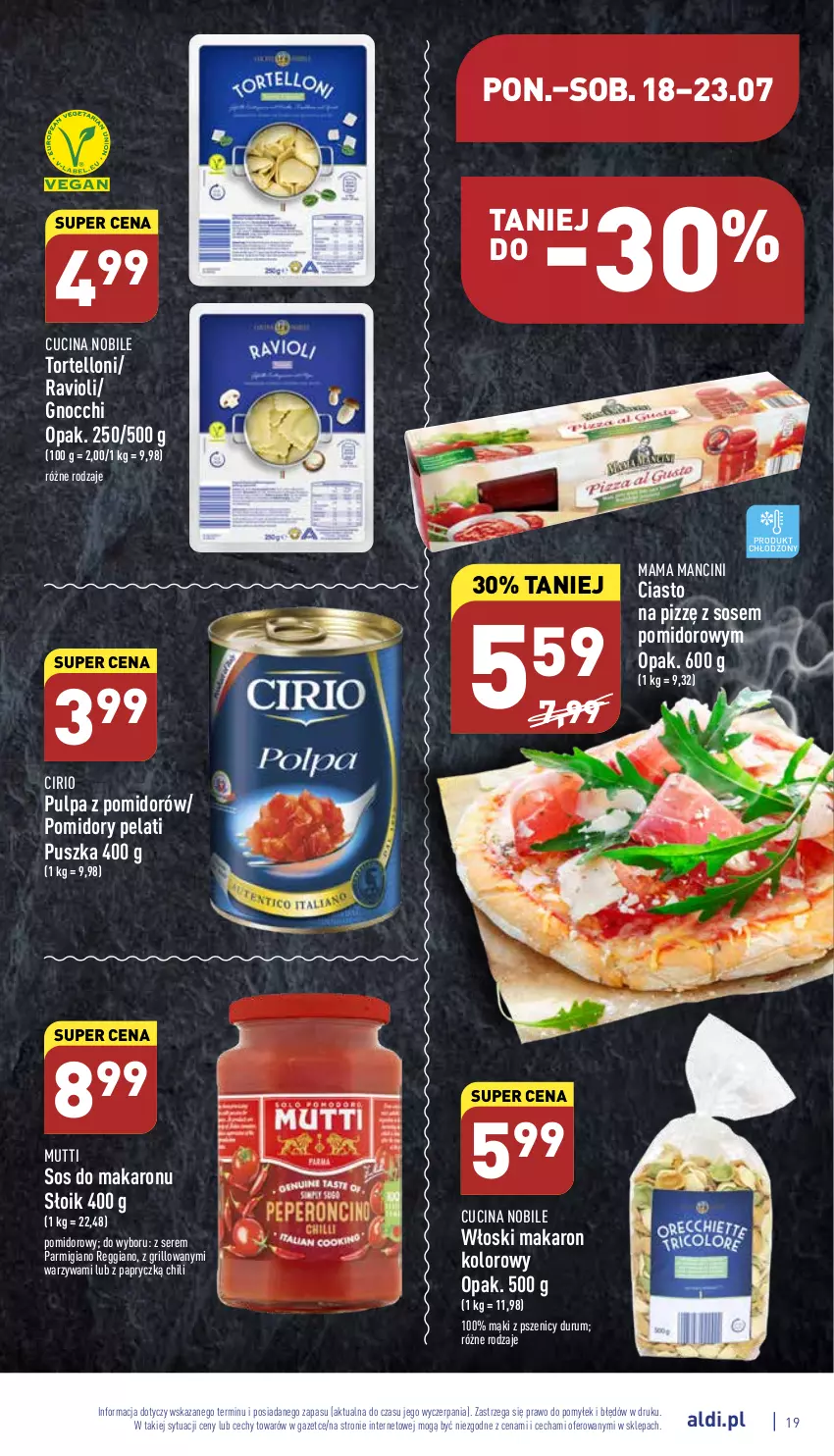 Gazetka promocyjna Aldi - Katalog spożywczy - ważna 18.07 do 23.07.2022 - strona 19 - produkty: Gnocchi, Grill, Makaron, Pomidory, Rum, Ser, Sos, Sos do makaronu, Tortelloni, Warzywa