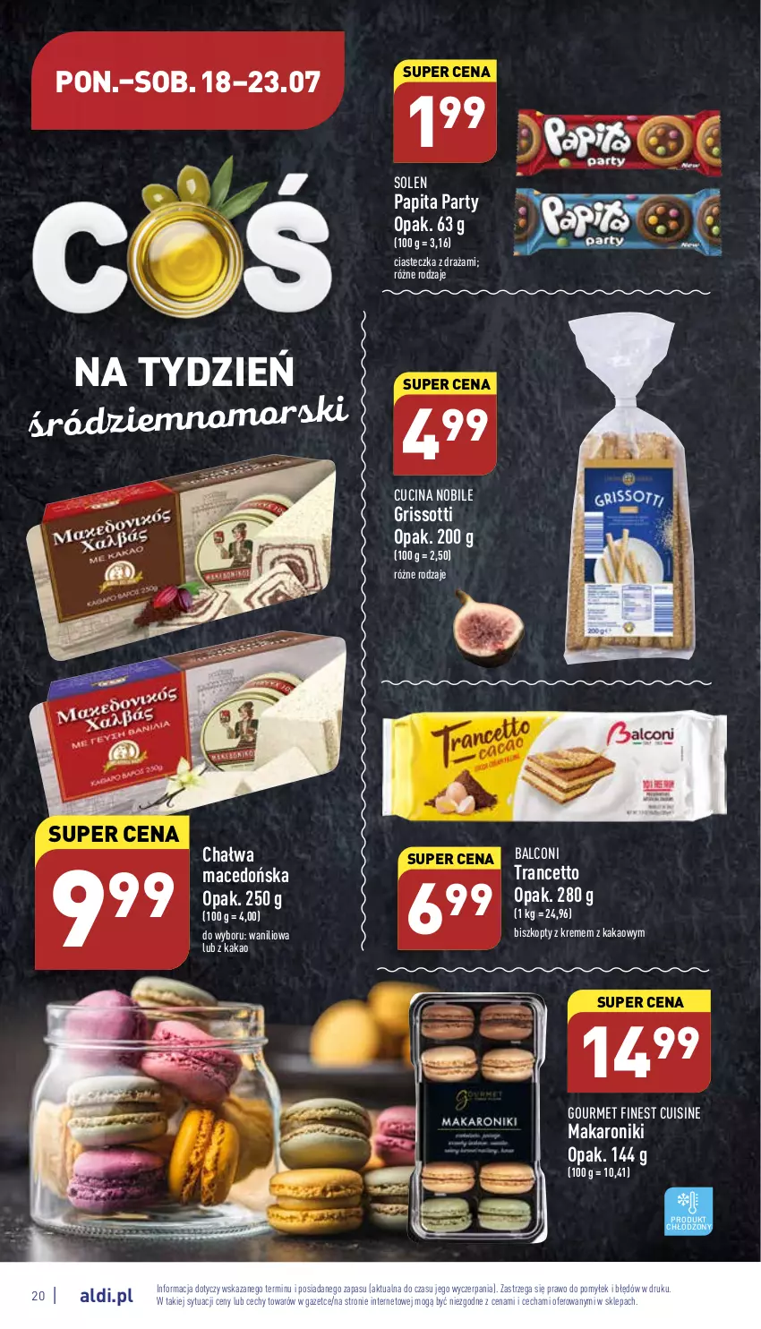 Gazetka promocyjna Aldi - Katalog spożywczy - ważna 18.07 do 23.07.2022 - strona 20 - produkty: Alcon, Biszkopty, Chałwa, Kakao, Makaron, Tran