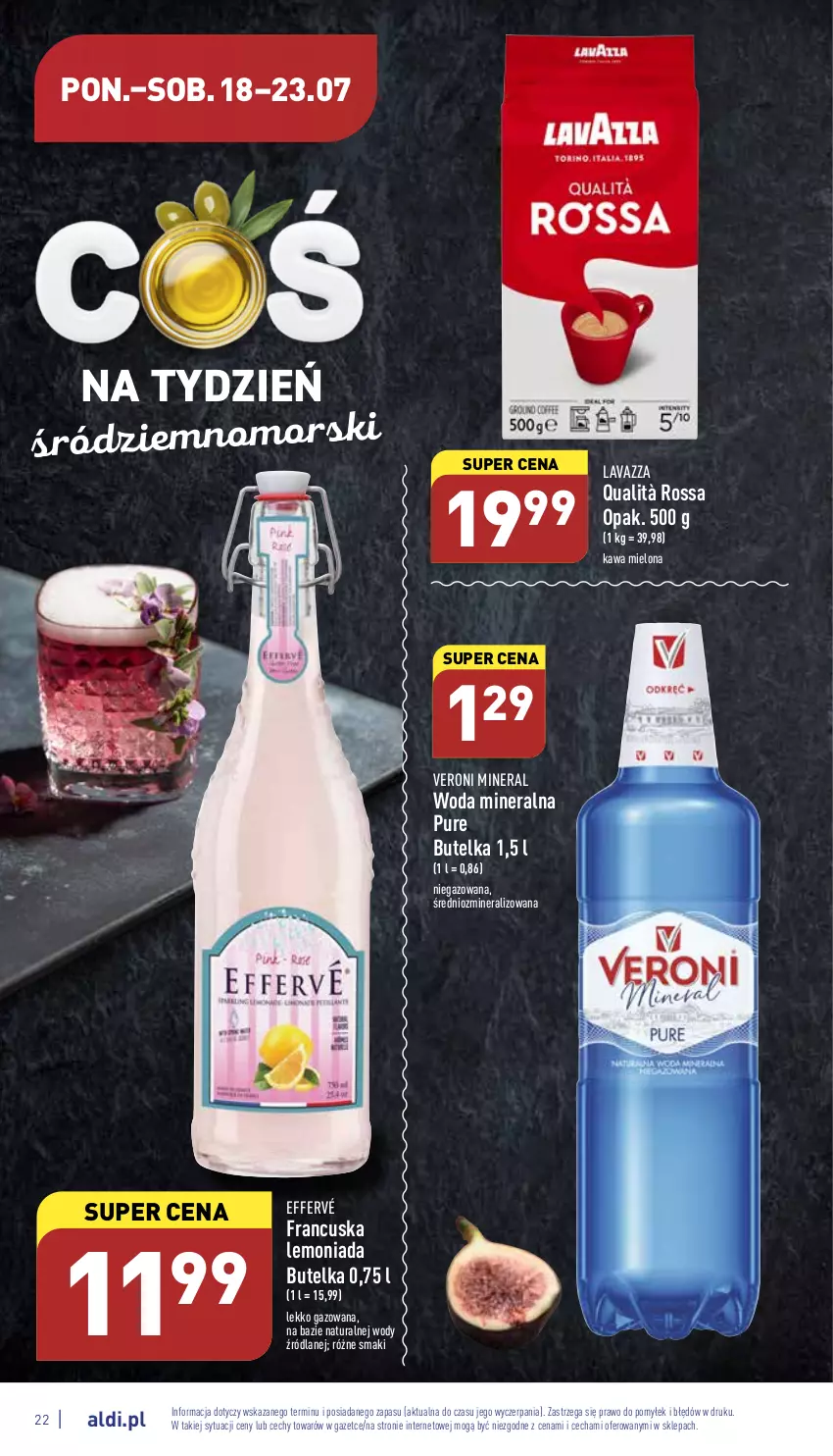 Gazetka promocyjna Aldi - Katalog spożywczy - ważna 18.07 do 23.07.2022 - strona 22 - produkty: Kawa, Kawa mielona, Lavazza, Lemoniada, Pur, Woda, Woda mineralna