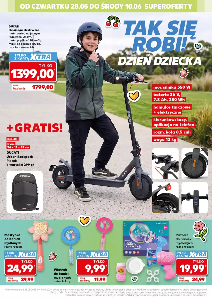 Gazetka promocyjna Kaufland - Kaufland - ważna 28.05 do 10.06.2026 - strona 18 - produkty: Bateria, Ducati, Gra, Hulajnoga, Hulajnoga elektryczna, Maszynka, Pistolet, Plecak, Szynka, Telefon, Waga