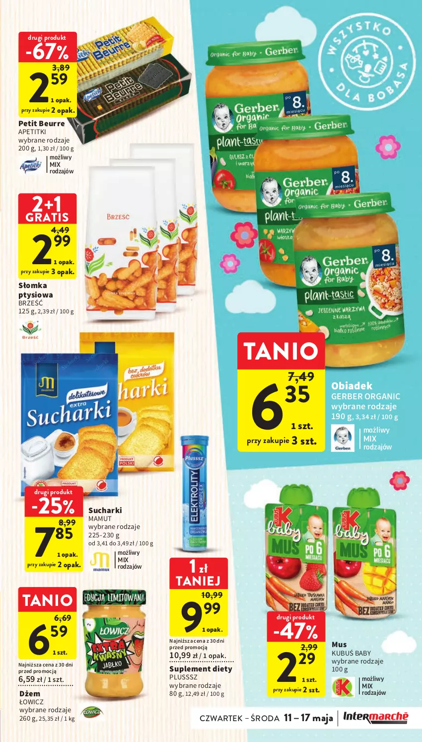 Gazetka promocyjna Intermarche - Gazetka Intermarche - ważna 11.05 do 17.05.2023 - strona 27 - produkty: Dżem, Gerber, Gra, Kubuś, Mus, Suplement diety