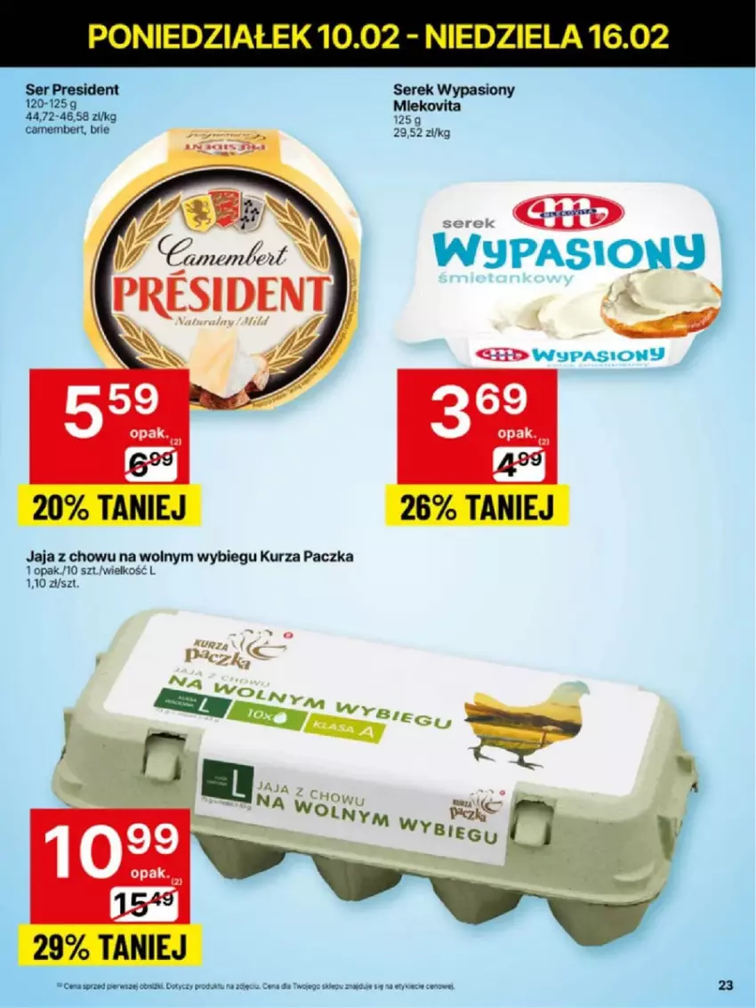 Gazetka promocyjna Delikatesy Centrum - ważna 10.02 do 16.02.2025 - strona 16 - produkty: Brie, Camembert, Fa, Jaja, Por, Ser, Serek