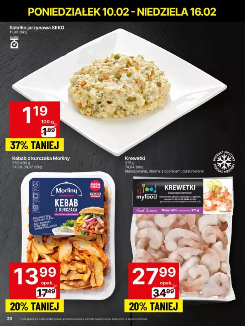 Gazetka promocyjna Delikatesy Centrum - ważna 10.02 do 16.02.2025 - strona 21 - produkty: Kebab, Kebab z kurczaka, Krewetki, Kurczak, Lazur, Morliny, Sałat, Sałatka, SEKO