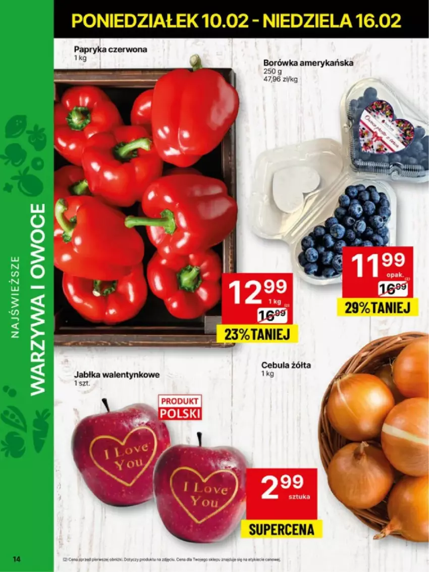 Gazetka promocyjna Delikatesy Centrum - ważna 10.02 do 16.02.2025 - strona 6 - produkty: Borówka, Borówka amerykańska, Cebula, Jabłka, Owoce, Papryka, Papryka czerwona, Warzywa, Warzywa i owoce