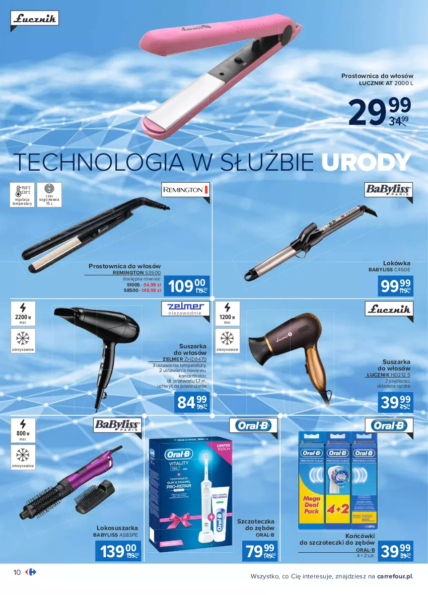 Gazetka promocyjna Carrefour - Gazetka Multimedia - ważna 12.04 do 08.05.2021 - strona 10 - produkty: Babyliss, Końcówki do szczoteczk, Lokówka, Prostownica do włosów, Remington, Suszarka, Szczoteczka, Szczoteczka do zębów, Zelmer