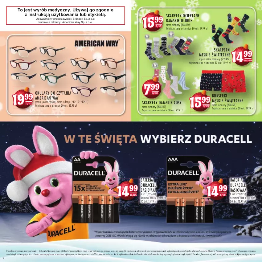 Gazetka promocyjna Stokrotka - Katalog Mikołajkowy - ważna 16.11 do 06.12.2023 - strona 18 - produkty: Bateria, Bokserki, Duracell, Karp, Mięso, Okulary do czytania, Owoce, Ser, Skarpetki, Warzywa