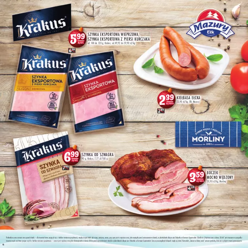 Gazetka promocyjna Stokrotka - Katalog Mikołajkowy - ważna 16.11 do 06.12.2023 - strona 46 - produkty: Boczek, Gra, Kiełbasa, Krakus, Kurczak, Mięso, Morliny, Owoce, Por, Sport, Szynka, Warzywa