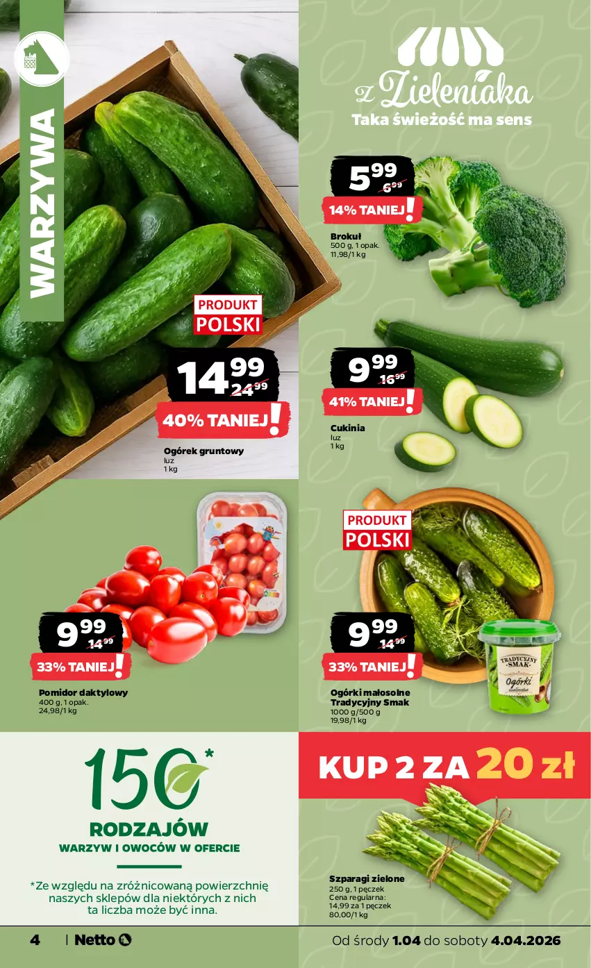Gazetka promocyjna Netto - Od Środy - ważna 01.04 do 04.04.2026 - strona 4 - produkty: Grunt, Ogórek, Warzywa
