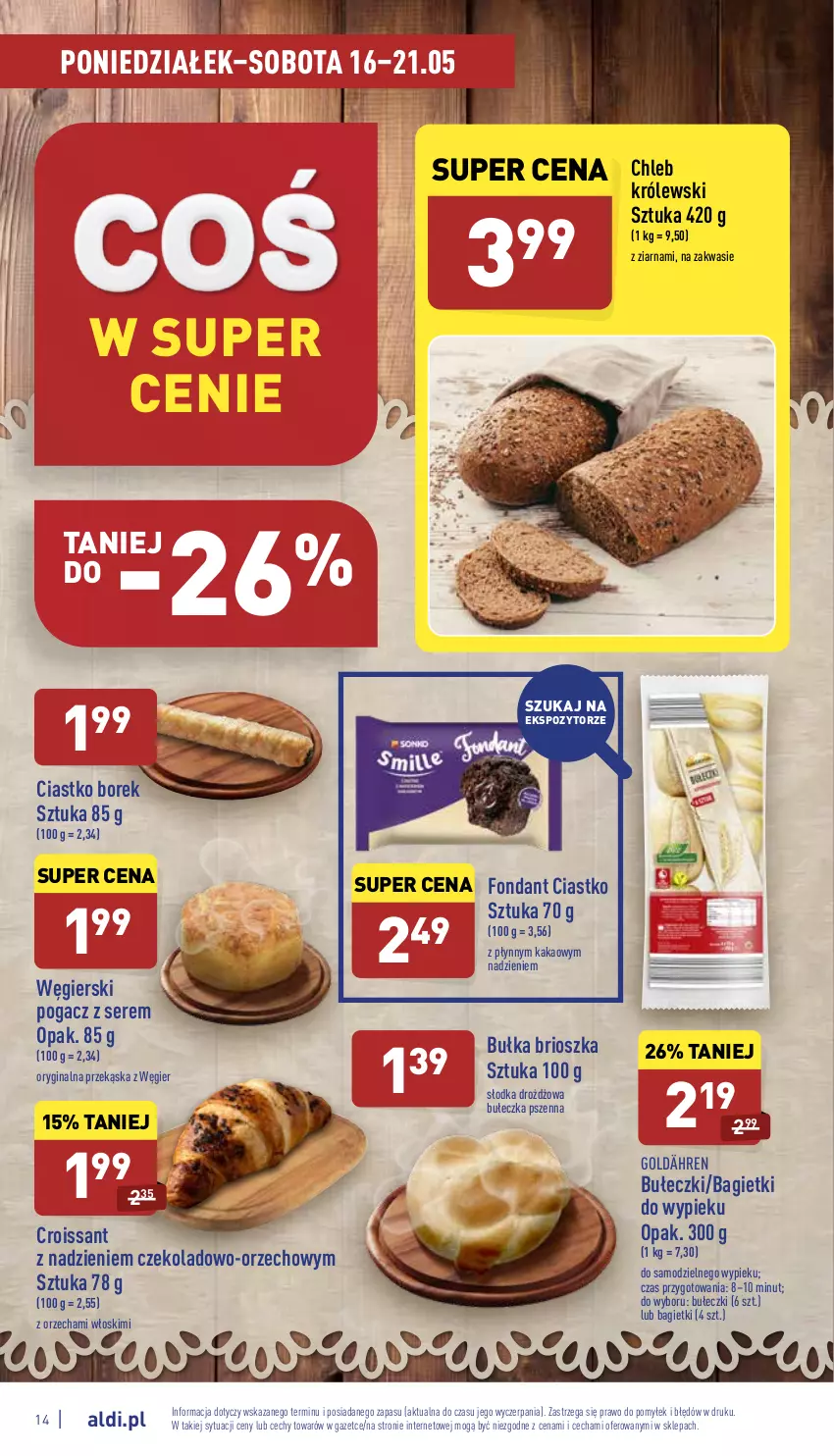 Gazetka promocyjna Aldi - Katalog spożywczy - ważna 16.05 do 21.05.2022 - strona 14 - produkty: Bułeczki, Bułka, Bułka brioszka, Chleb, Croissant, Gin, Kakao, Królewski, Ser