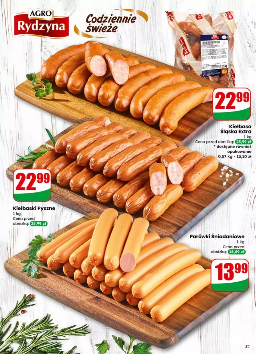 Gazetka promocyjna Dino - Gazetka 09 / 2026 - ważna 25.02 do 03.03.2026 - strona 31 - produkty: Danio, Kiełbasa, Kiełbasa śląska, Parówki