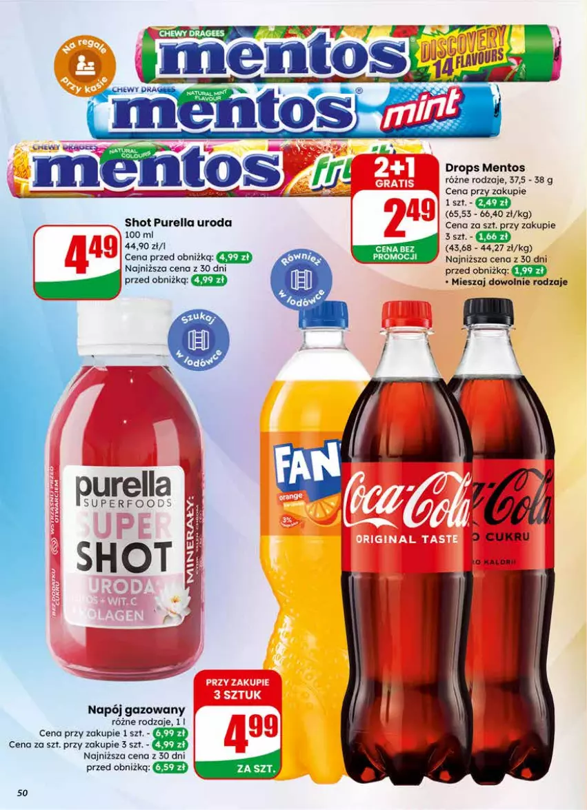 Gazetka promocyjna Dino - Gazetka 09 / 2026 - ważna 25.02 do 03.03.2026 - strona 50 - produkty: Mentos, Napój, Napój gazowany, Pur