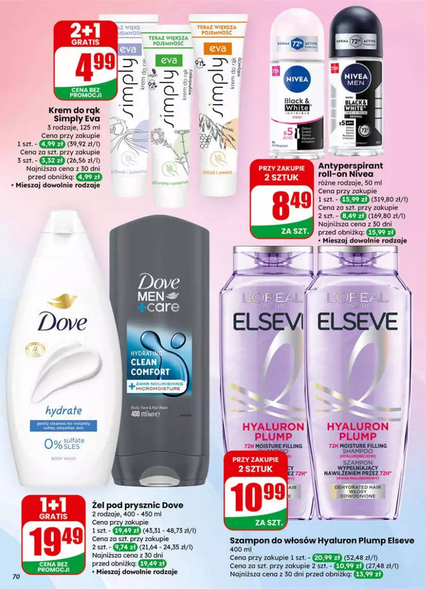 Gazetka promocyjna Dino - Gazetka 09 / 2026 - ważna 25.02 do 03.03.2026 - strona 70 - produkty: Dove, Elseve, Fa, Gra, K2, Krem do rąk, Nivea, Por, Szampon, Tera
