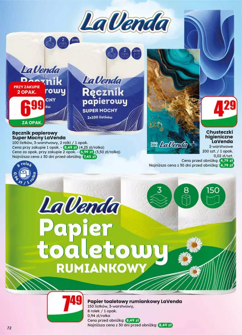 Gazetka promocyjna Dino - Gazetka 09 / 2026 - ważna 25.02 do 03.03.2026 - strona 72 - produkty: Chusteczki, Papier, Papier toaletowy, Ręcznik, Rolki, Rum