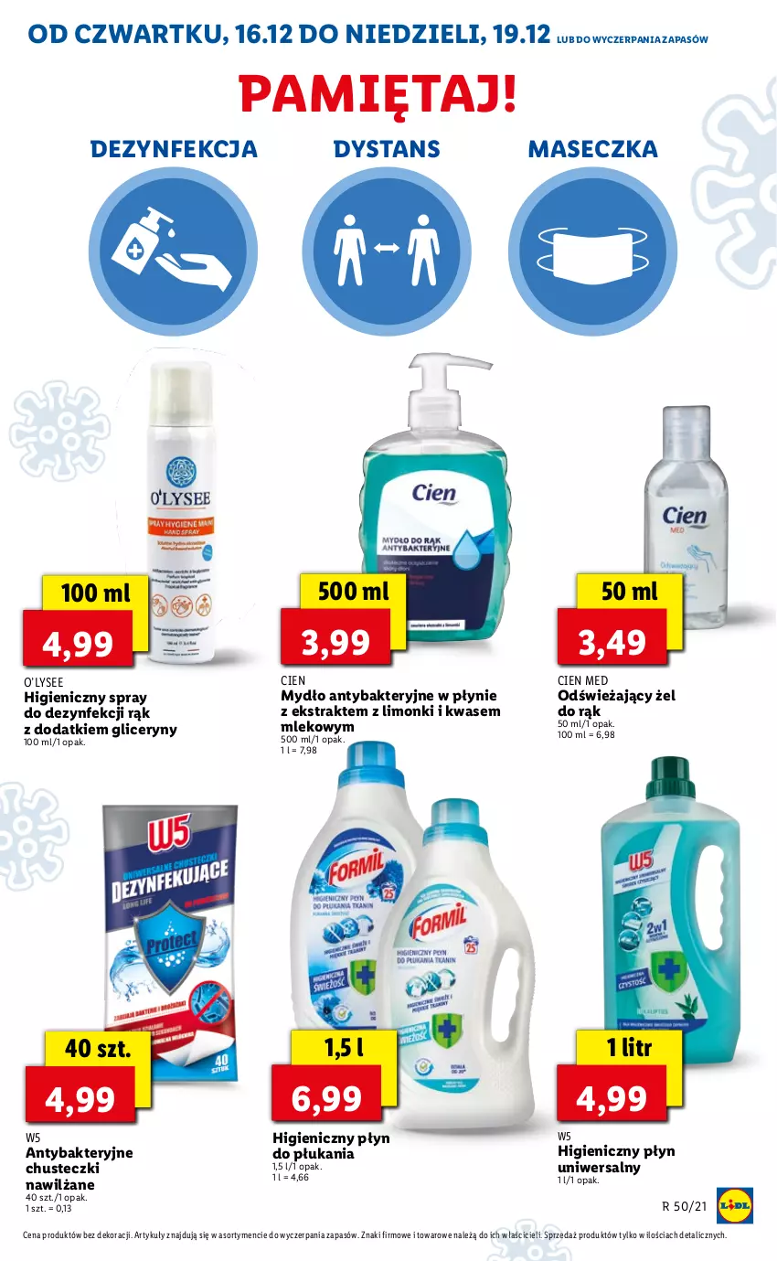 Gazetka promocyjna Lidl - GAZETKA OD 16.12 DO 19.12 - ważna 16.12 do 19.12.2021 - strona 67 - produkty: Chusteczki, Dezynfekcja, Mięta, Mleko, Mydło, Płyn do płukania