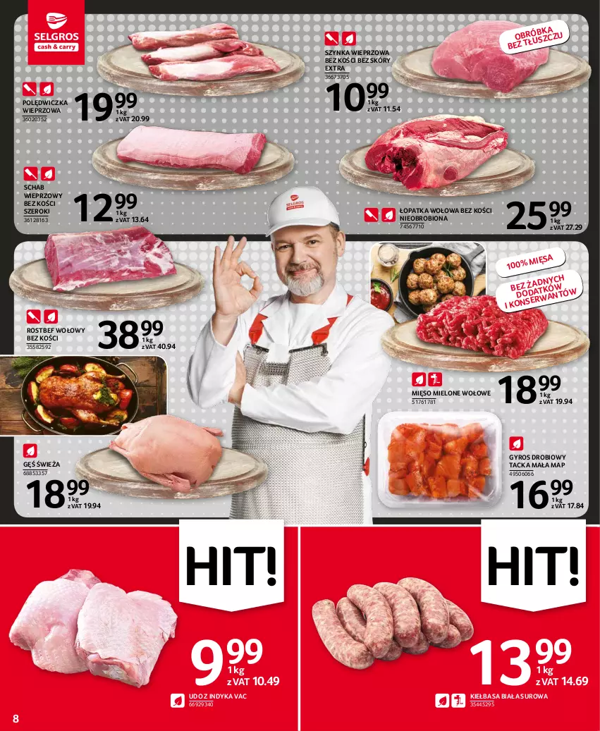 Gazetka promocyjna Selgros - Oferta spożywcza - ważna 28.10 do 09.11.2021 - strona 8 - produkty: Gyros, Kiełbasa, Kiełbasa biała, Mięso, Mięso mielone, Polędwiczka wieprzowa, Rostbef, Schab wieprzowy, Szynka, Szynka wieprzowa