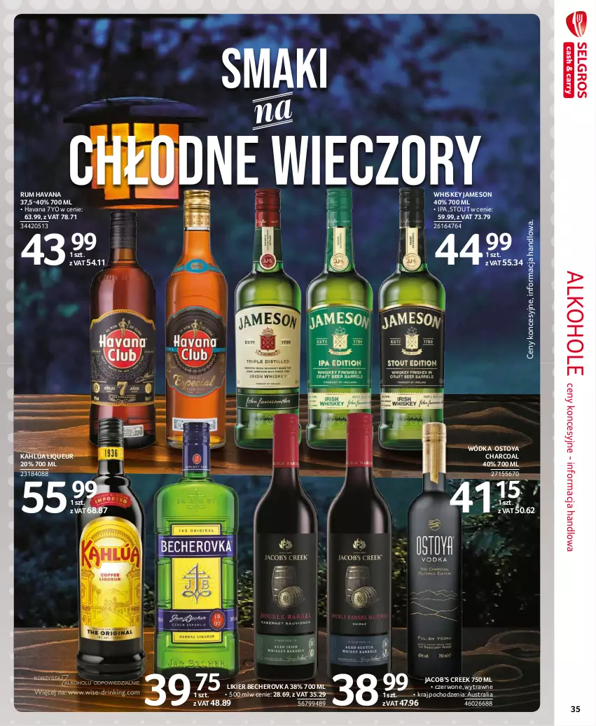 Gazetka promocyjna Selgros - Extra Oferta - ważna 01.10 do 31.10.2021 - strona 35 - produkty: Alkohole, Jameson, Kahlúa, Likier, Rum, Whiskey, Wódka