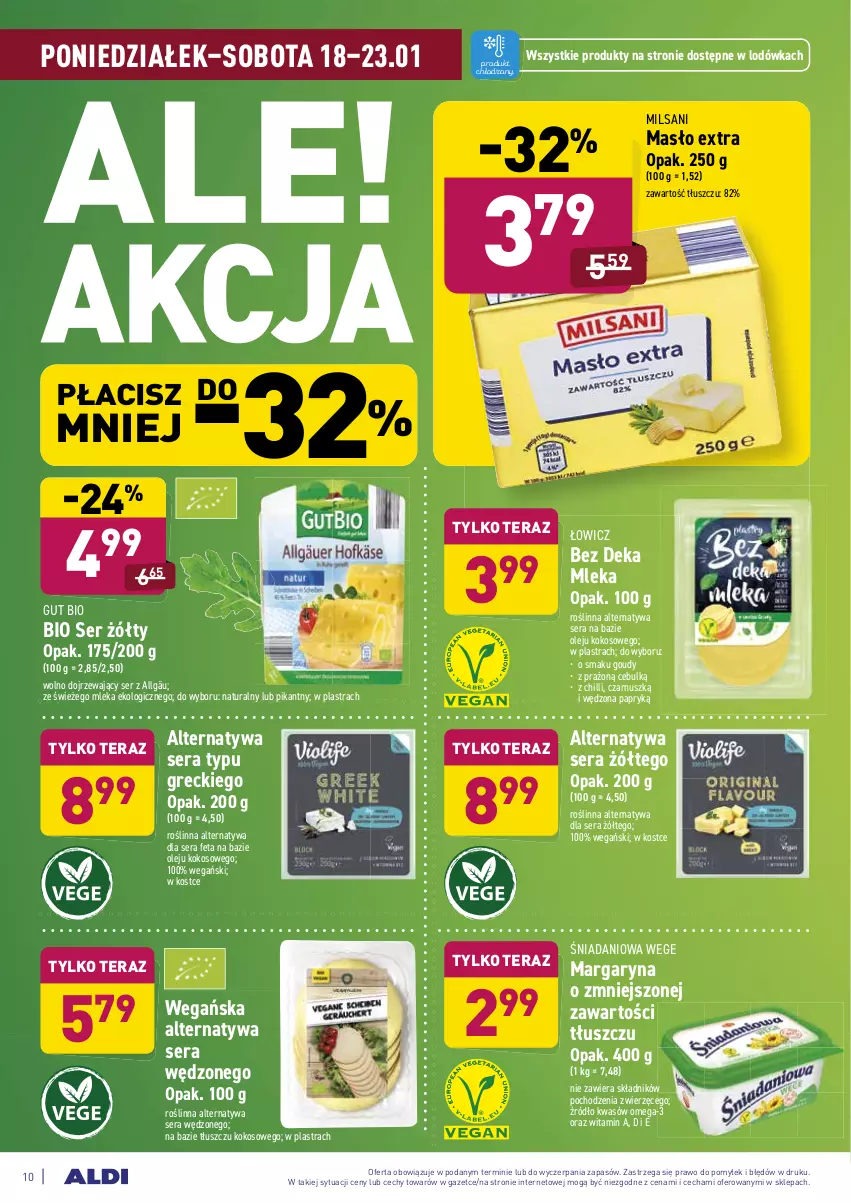 Gazetka promocyjna Aldi - ALE! CENA - ważna 18.01 do 23.01.2021 - strona 10 - produkty: Danio, Feta, Kokos, LG, Lodówka, Margaryna, Masło, Olej, Omega-3, Ser, Tera