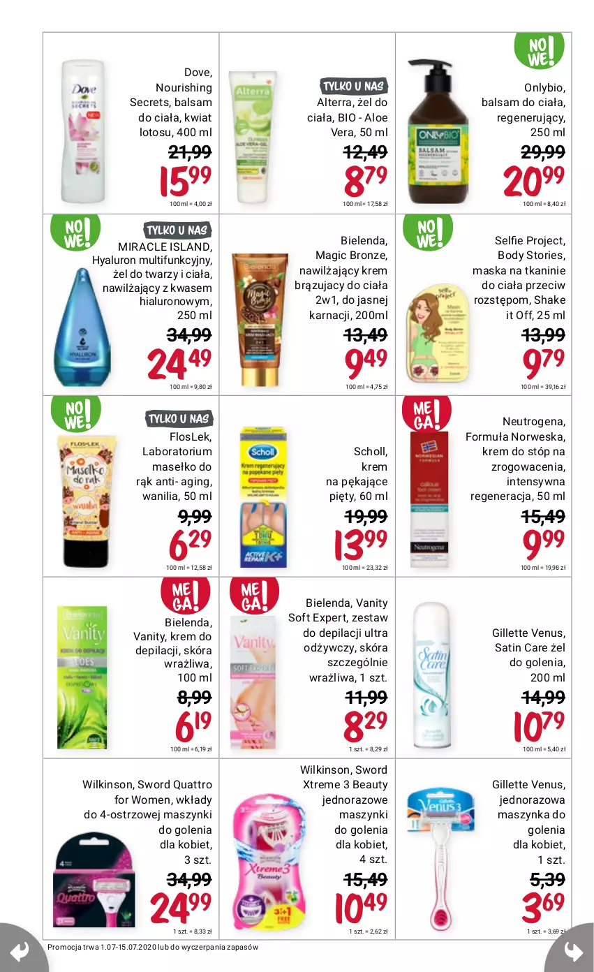 Gazetka promocyjna Rossmann - Lipiec I - ważna 01.07 do 15.06.2021 - strona 6 - produkty: Bielenda, Body, Dove, Gillette, Gillette Venus, Isla, Neutrogena, Scholl, Venus