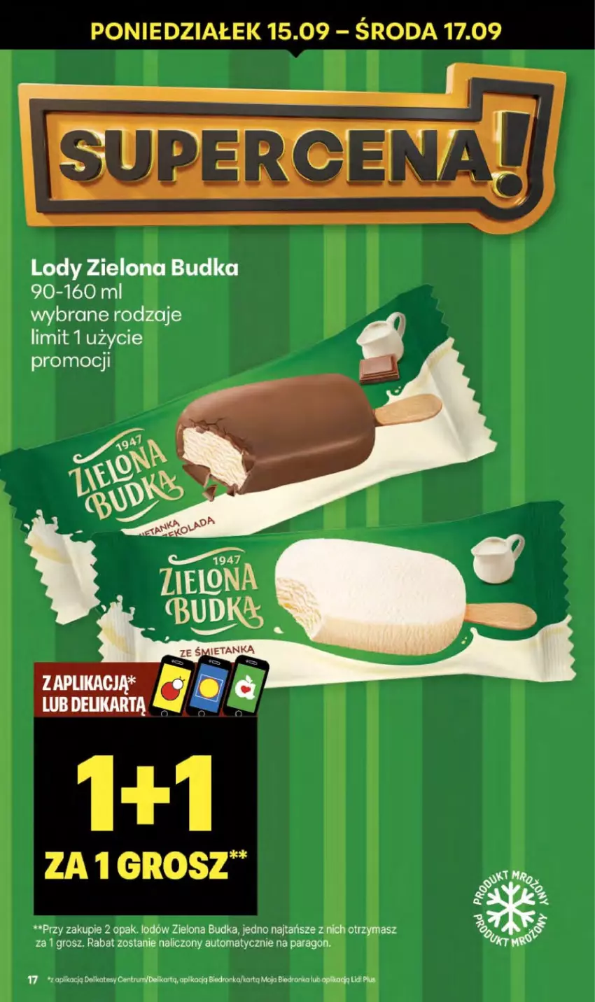 Gazetka promocyjna Delikatesy Centrum - Franczyza DC37 Czwartek - ważna 11.09 do 17.09.2025 - strona 17 - produkty: Lody, Zielona Budka