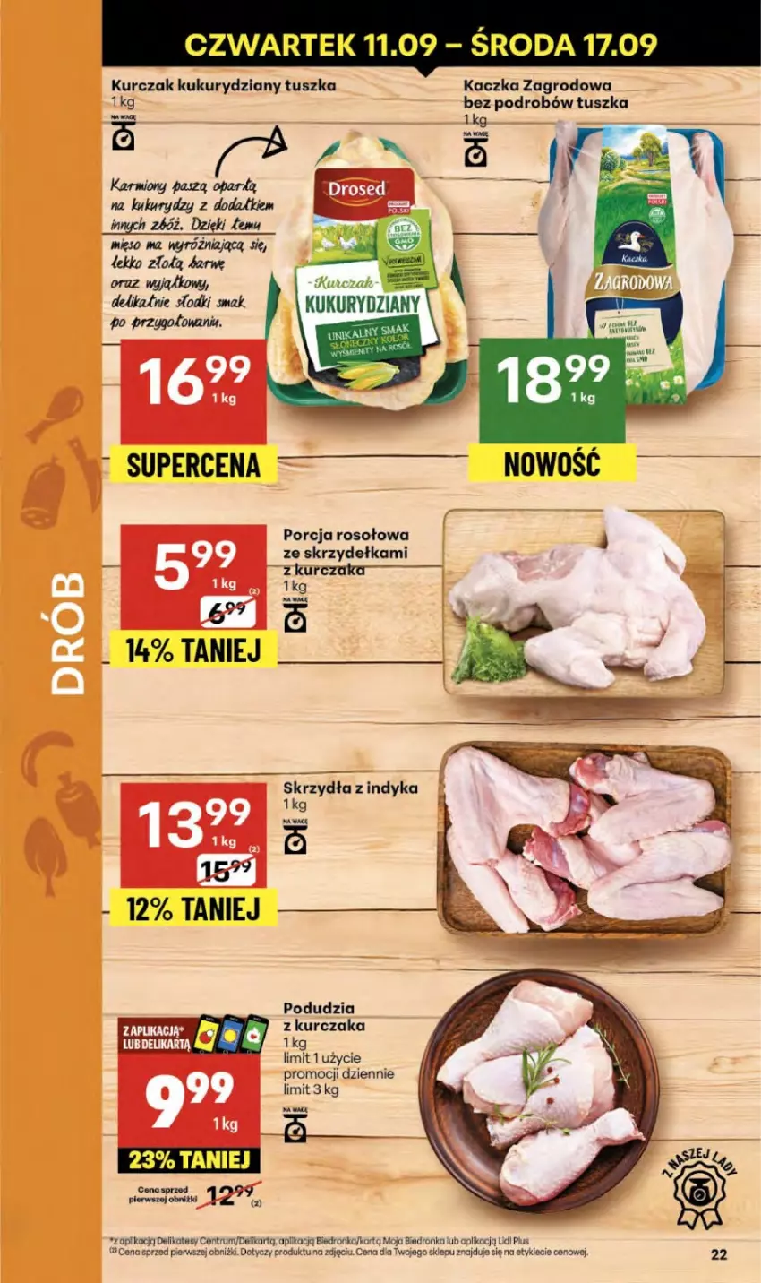 Gazetka promocyjna Delikatesy Centrum - Franczyza DC37 Czwartek - ważna 11.09 do 17.09.2025 - strona 22 - produkty: Kaczka, Karmi, Koc, Kurczak, Mięso, Por, Rum, Tusz