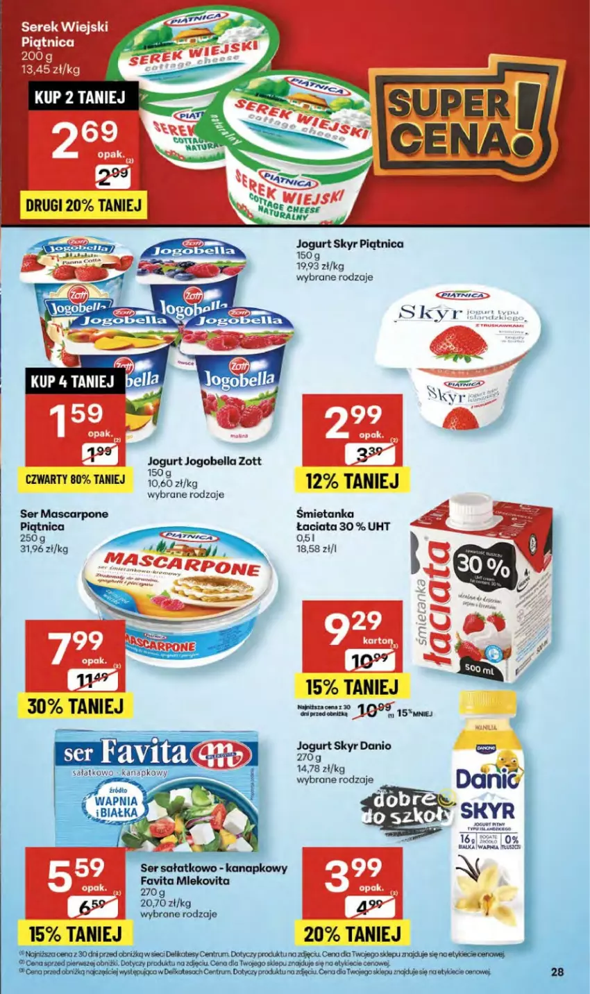 Gazetka promocyjna Delikatesy Centrum - Franczyza DC37 Czwartek - ważna 11.09 do 17.09.2025 - strona 28 - produkty: Bell, Bella, Jogobella, Jogurt, Mascarpone, Piątnica, Ser, Zott