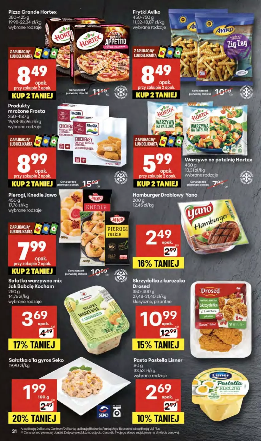 Gazetka promocyjna Delikatesy Centrum - Franczyza DC37 Czwartek - ważna 11.09 do 17.09.2025 - strona 31 - produkty: Frosta, Frytki, Gra, Gyros, Hortex, Koc, Lisner, Pastella, Pizza, Produkty mrożone, Rum, Sałat, Sałatka, Sałatka a'la gyros, Sałatka warzywna, SEKO