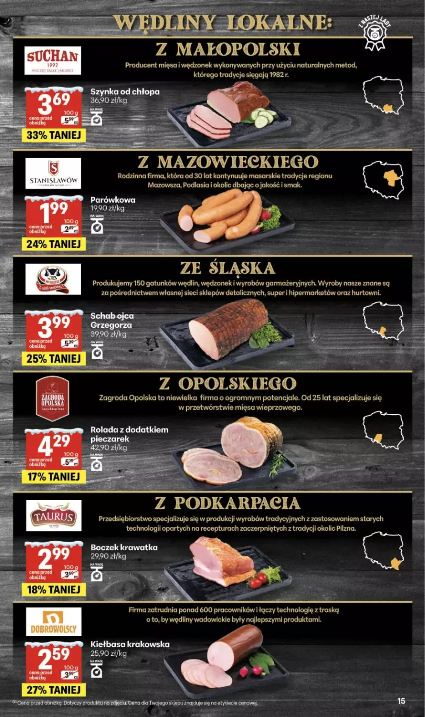 Gazetka promocyjna Delikatesy Centrum - Franczyza DC02 Czwartek - ważna 08.01 do 14.01.2026 - strona 15 - produkty: Boczek, Karp, Kiełbasa, Kiełbasa krakowska, Rolada