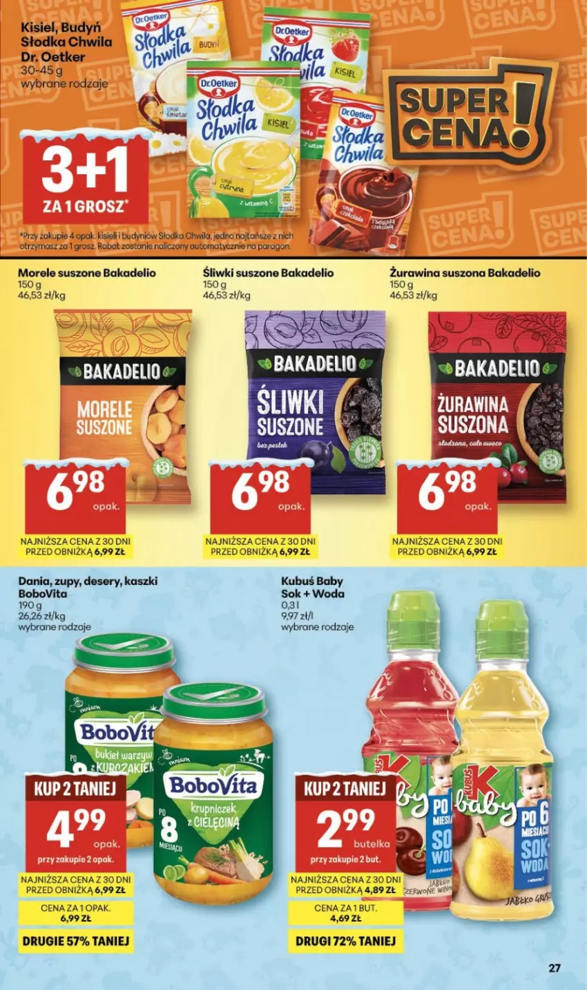 Gazetka promocyjna Delikatesy Centrum - Franczyza DC02 Czwartek - ważna 08.01 do 14.01.2026 - strona 27 - produkty: BoboVita, Budyń, Deser, Dr. Oetker, Kisiel, Kubuś, Ser, Słodka Chwila, Sok, Stek, Woda