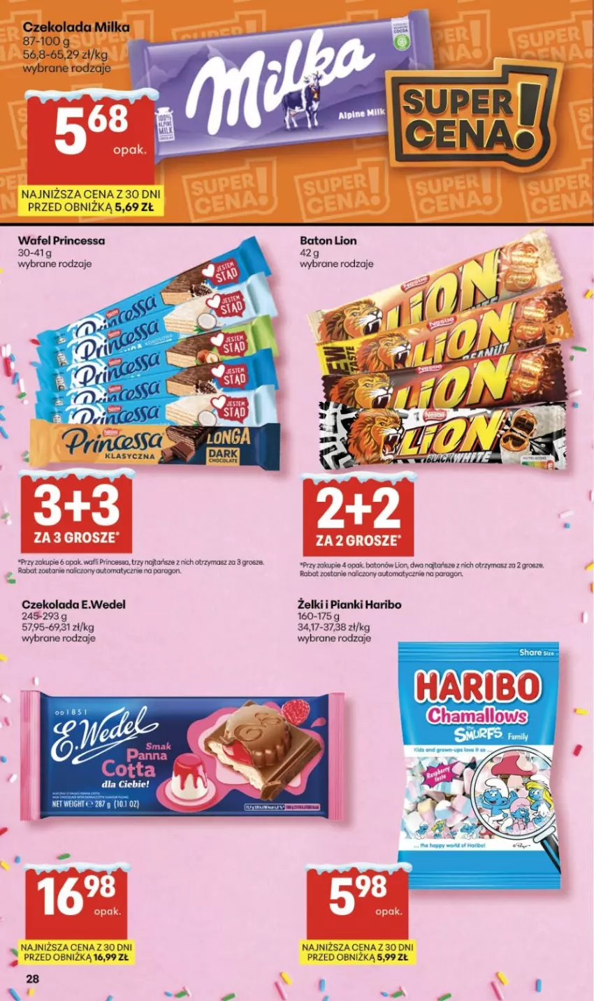 Gazetka promocyjna Delikatesy Centrum - Franczyza DC02 Czwartek - ważna 08.01 do 14.01.2026 - strona 28 - produkty: Baton, Czekolada, Haribo, Lion, Milka, Princessa