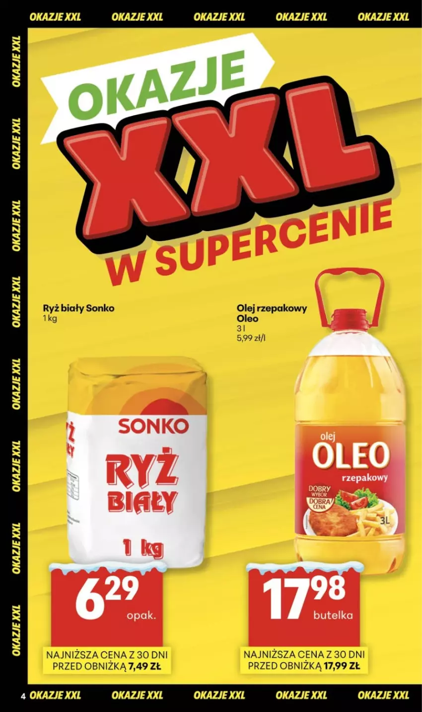 Gazetka promocyjna Delikatesy Centrum - Franczyza DC02 Czwartek - ważna 08.01 do 14.01.2026 - strona 4 - produkty: Olej, Olej rzepakowy, Oleo, Ryż, Ryż biały, Sonko