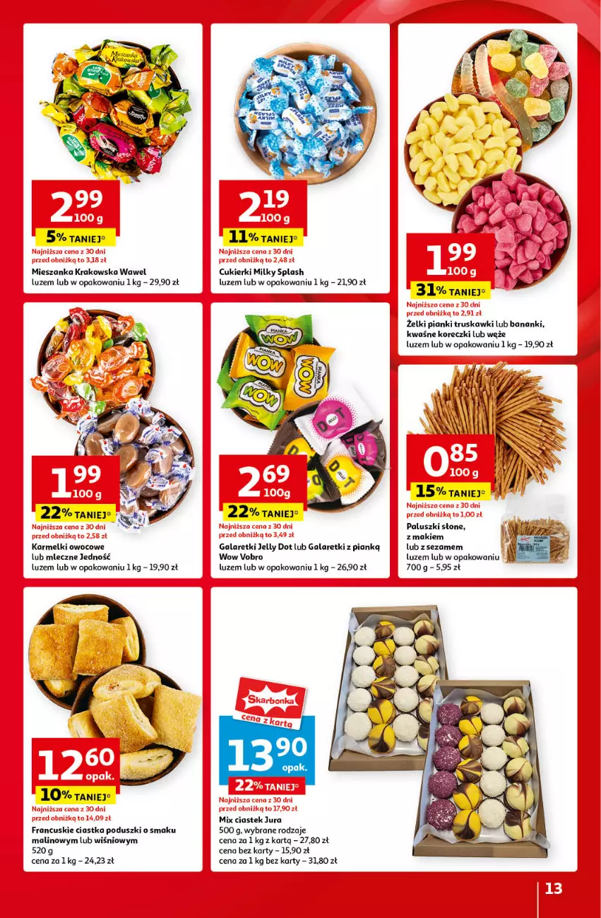 Gazetka promocyjna Auchan - Pewność Niskich Cen Hipermarket - ważna 12.09 do 18.09.2024 - strona 13 - produkty: Ciastka, Cukier, Cukierki, Gala, Galaretki, Sezam, Stek, Truskawki, Wawel