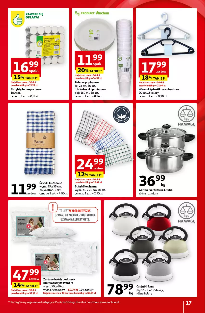 Gazetka promocyjna Auchan - Pewność Niskich Cen Hipermarket - ważna 12.09 do 18.09.2024 - strona 17 - produkty: Czajnik, Kaki, Papier, Stek, Talerz, Wieszak