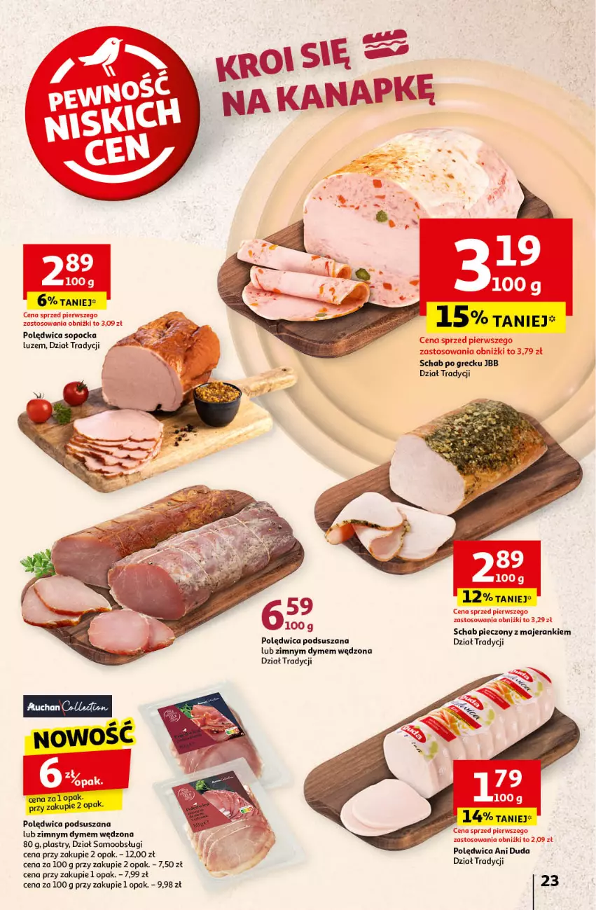 Gazetka promocyjna Auchan - Pewność Niskich Cen Hipermarket - ważna 12.09 do 18.09.2024 - strona 23 - produkty: Duda, Piec, Polędwica, Schab pieczony