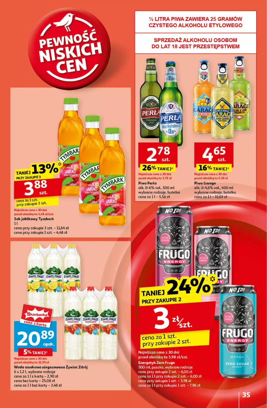 Gazetka promocyjna Auchan - Pewność Niskich Cen Hipermarket - ważna 12.09 do 18.09.2024 - strona 35 - produkty: Perła, Piwo, Sok, Sok jabłkowy, Tymbark, Woda