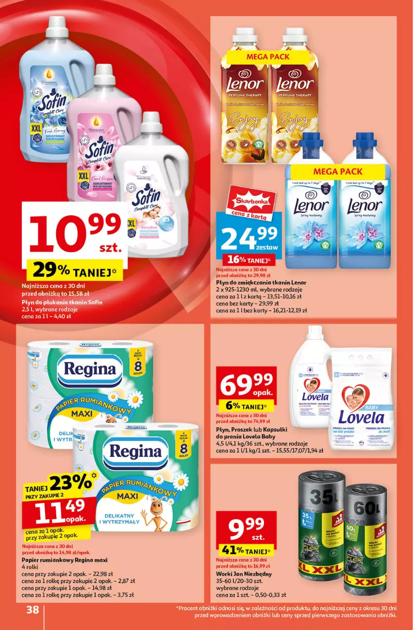 Gazetka promocyjna Auchan - Pewność Niskich Cen Hipermarket - ważna 12.09 do 18.09.2024 - strona 38 - produkty: Gin, Jan Niezbędny, Lenor, Lovela, Papier, Perfum, Rolki, Rum