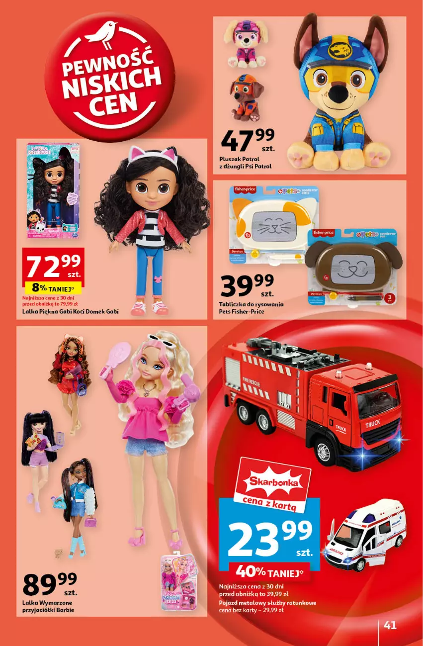 Gazetka promocyjna Auchan - Pewność Niskich Cen Hipermarket - ważna 12.09 do 18.09.2024 - strona 41 - produkty: Barbie, Fisher-Price, Koc, Lalka, Pluszak, Psi Patrol