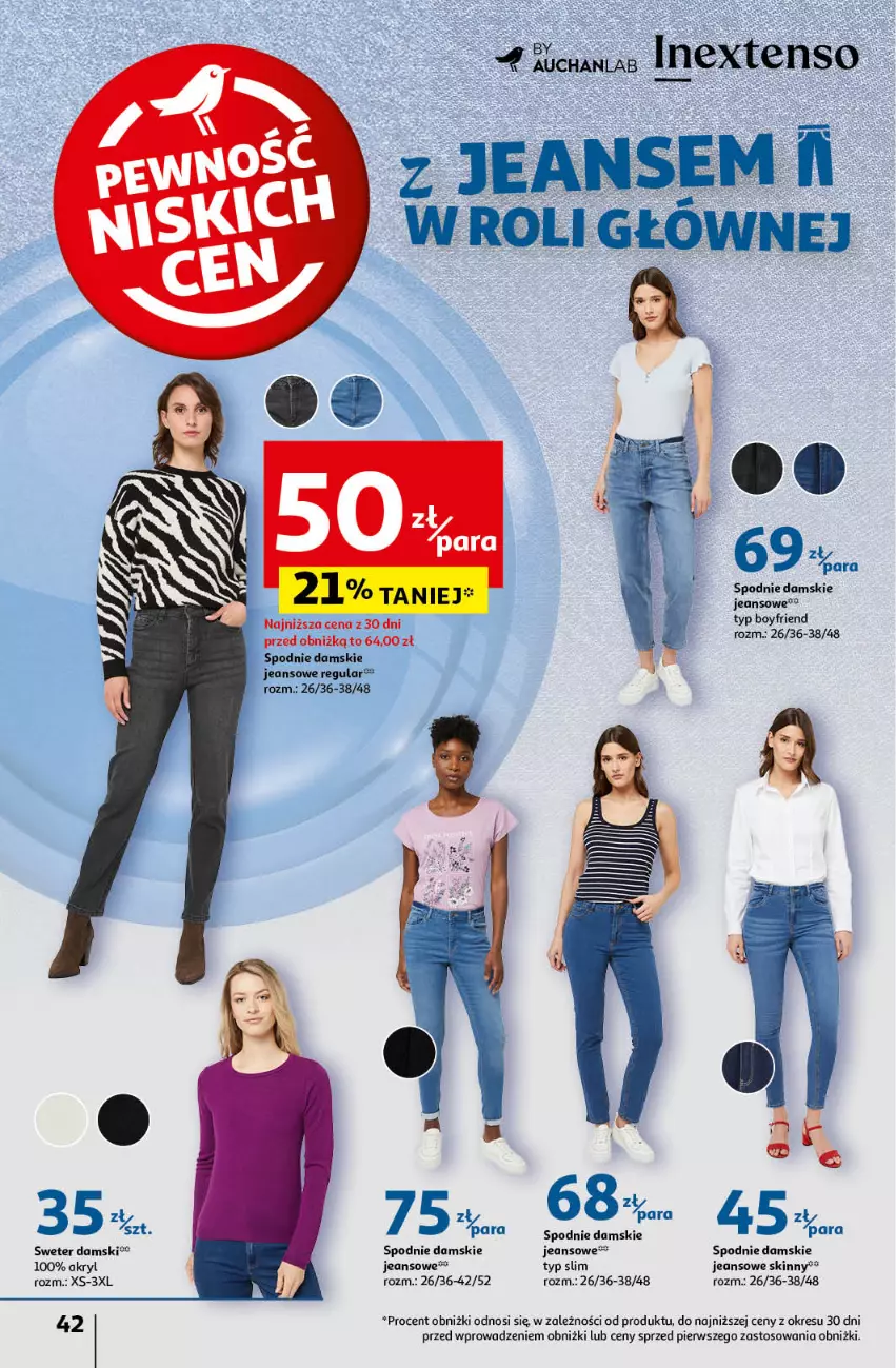 Gazetka promocyjna Auchan - Pewność Niskich Cen Hipermarket - ważna 12.09 do 18.09.2024 - strona 42 - produkty: Spodnie, Sweter