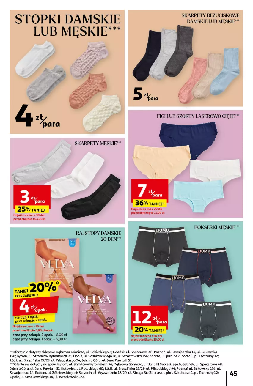 Gazetka promocyjna Auchan - Pewność Niskich Cen Hipermarket - ważna 12.09 do 18.09.2024 - strona 45 - produkty: Acer, Bokserki, Cars, Fa, Figi, Karp, Rajstopy, Ser, Sos, Szorty, Top