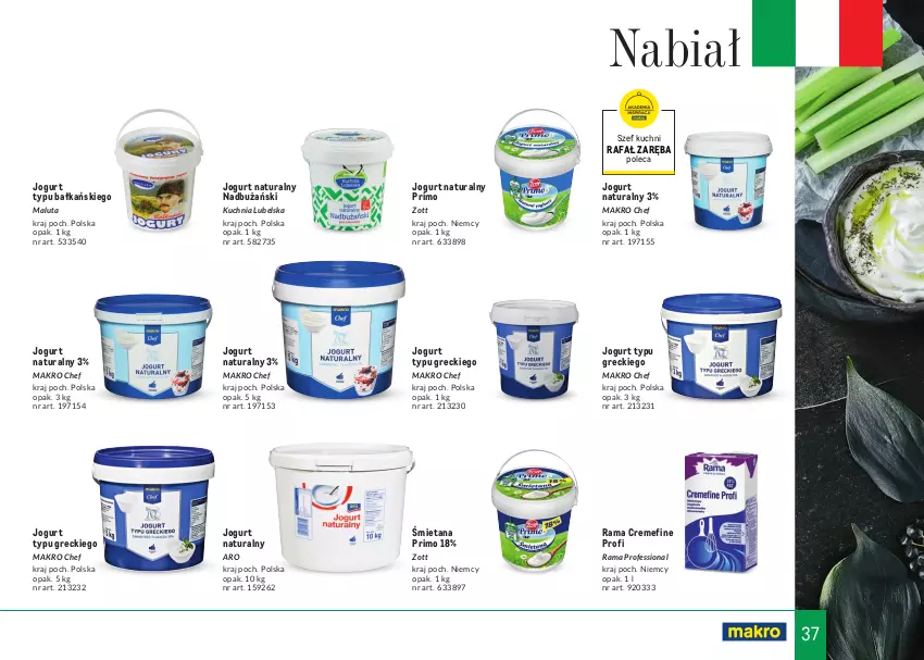 Gazetka promocyjna Makro - Tak smakuje Italia 2022 - ważna 01.05 do 30.06.2022 - strona 37 - produkty: Fa, Jogurt, Jogurt naturalny, Kuchnia, Rama, Zott