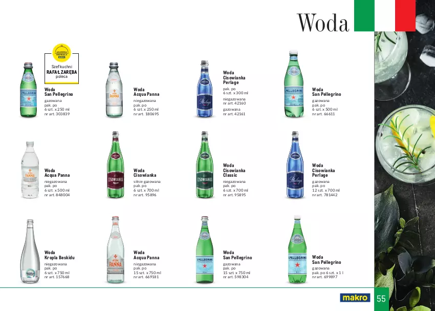 Gazetka promocyjna Makro - Tak smakuje Italia 2022 - ważna 01.05 do 30.06.2022 - strona 55 - produkty: Acqua Panna, Cisowianka, Fa, Woda