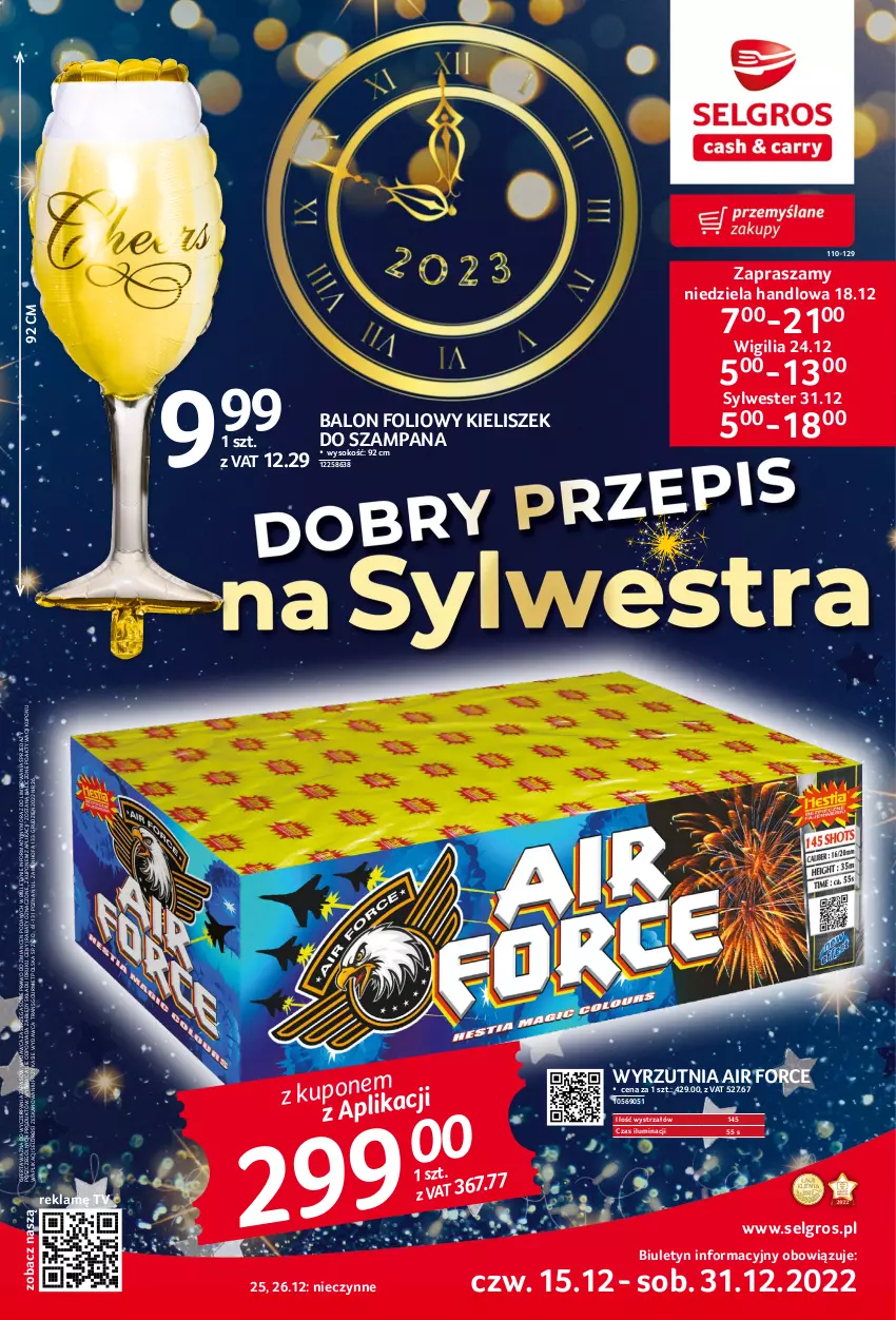 Gazetka promocyjna Selgros - Katalog Sylwester - ważna 15.12 do 26.12.2022 - strona 1 - produkty: Fa, Kieliszek, LG, Sok, Strzałów, Tran, Wyrzutnia